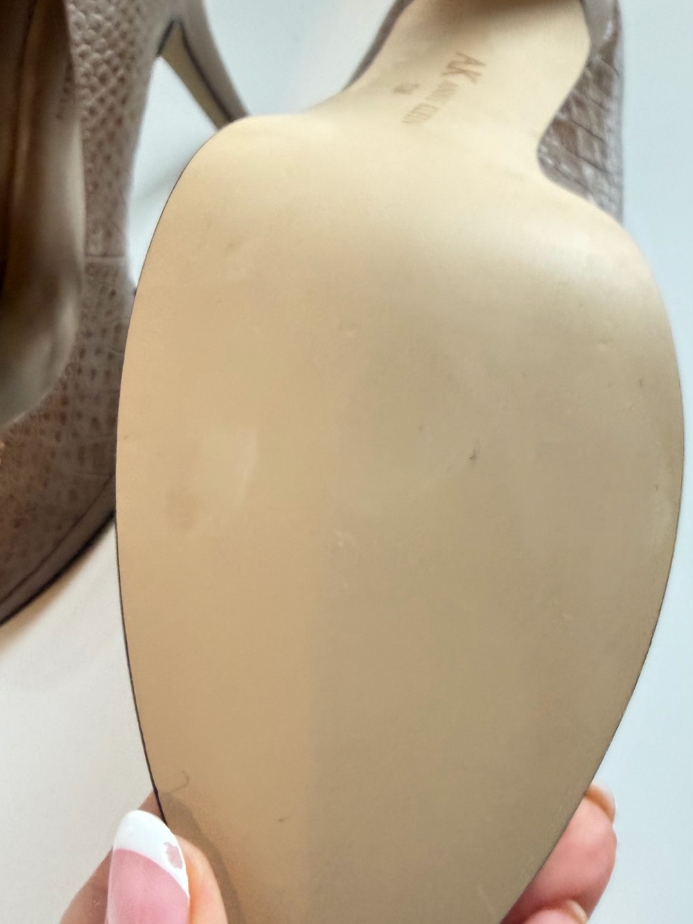Anne Klein Taupe Croc-Embossed Mid Heel Pumps - Picture 4 of 7